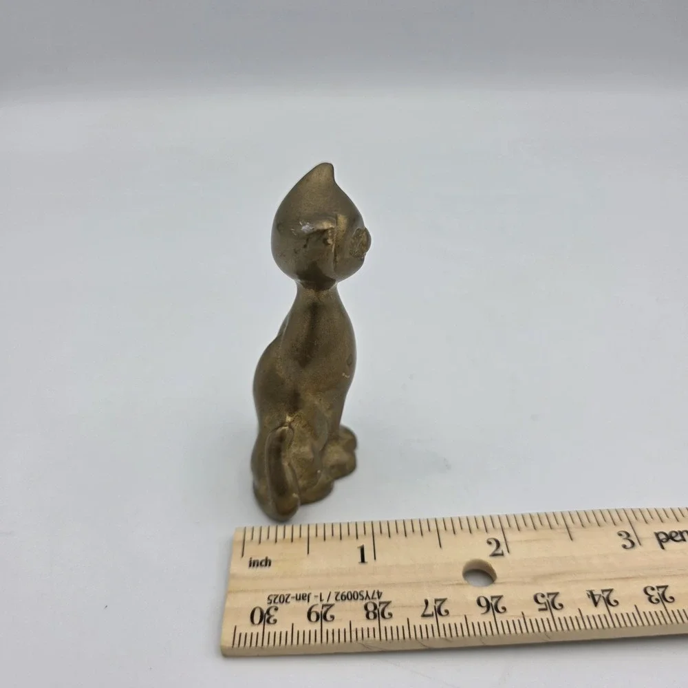 Vintage Brass Small Kitty Cat Figurine MCM Heavy Goldtone‎ 2.75